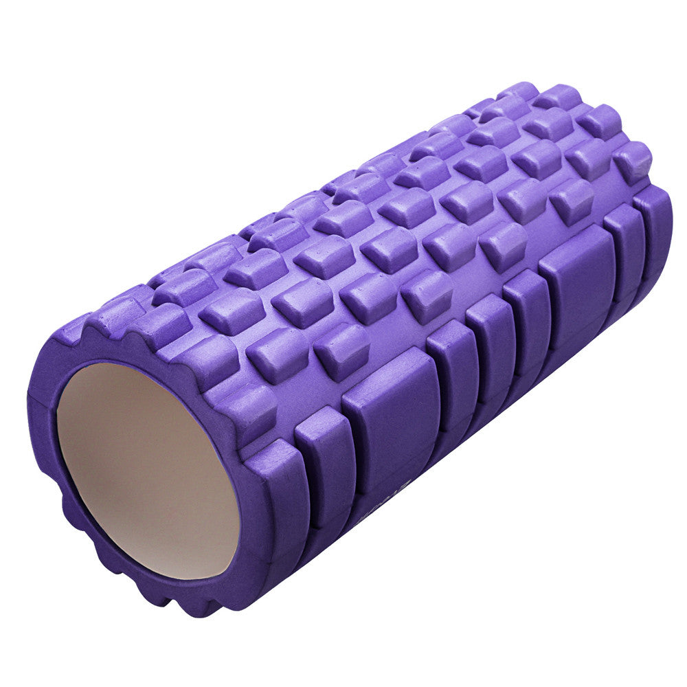 Yoga Gym Pilates EVA Grid Foam Roller Purple 33 x 14cm