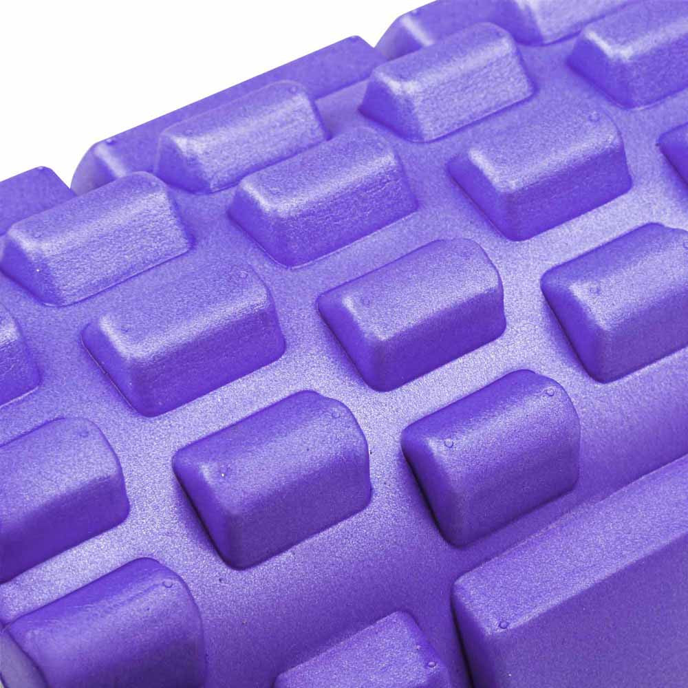 Yoga Gym Pilates EVA Grid Foam Roller Purple 33 x 14cm