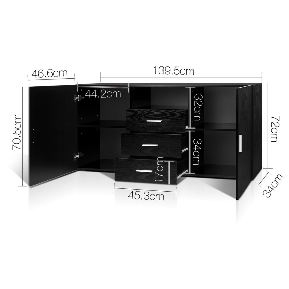 Buffet Sideboard Cabinet - Black