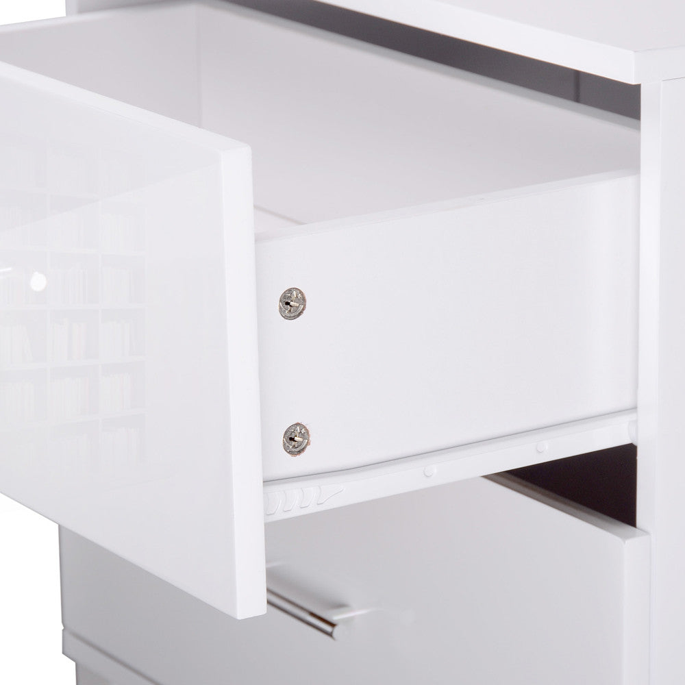 High Gloss Two Drawers Bedside Table Cabinet Lamp Unit White