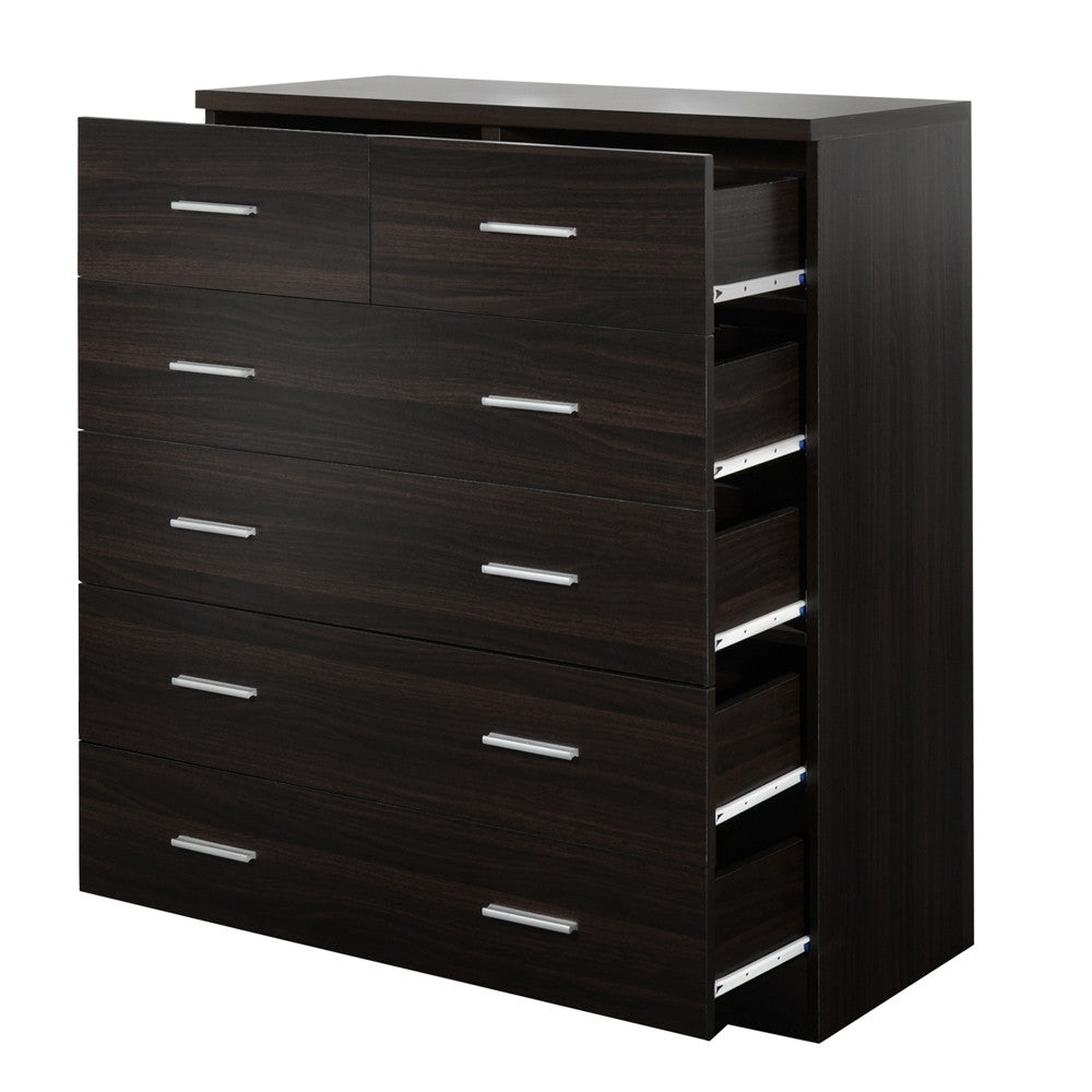 Tallboy 6 Drawers Storage Cabinet Walnut