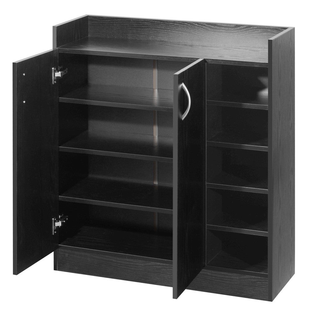 2 Doors Shoe Cabinet Storage Cupboard Black