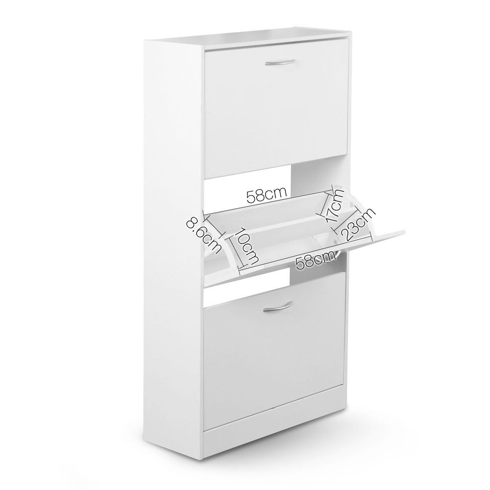 3 Drawers Chest Shoe Cabinet Storage Organizer White