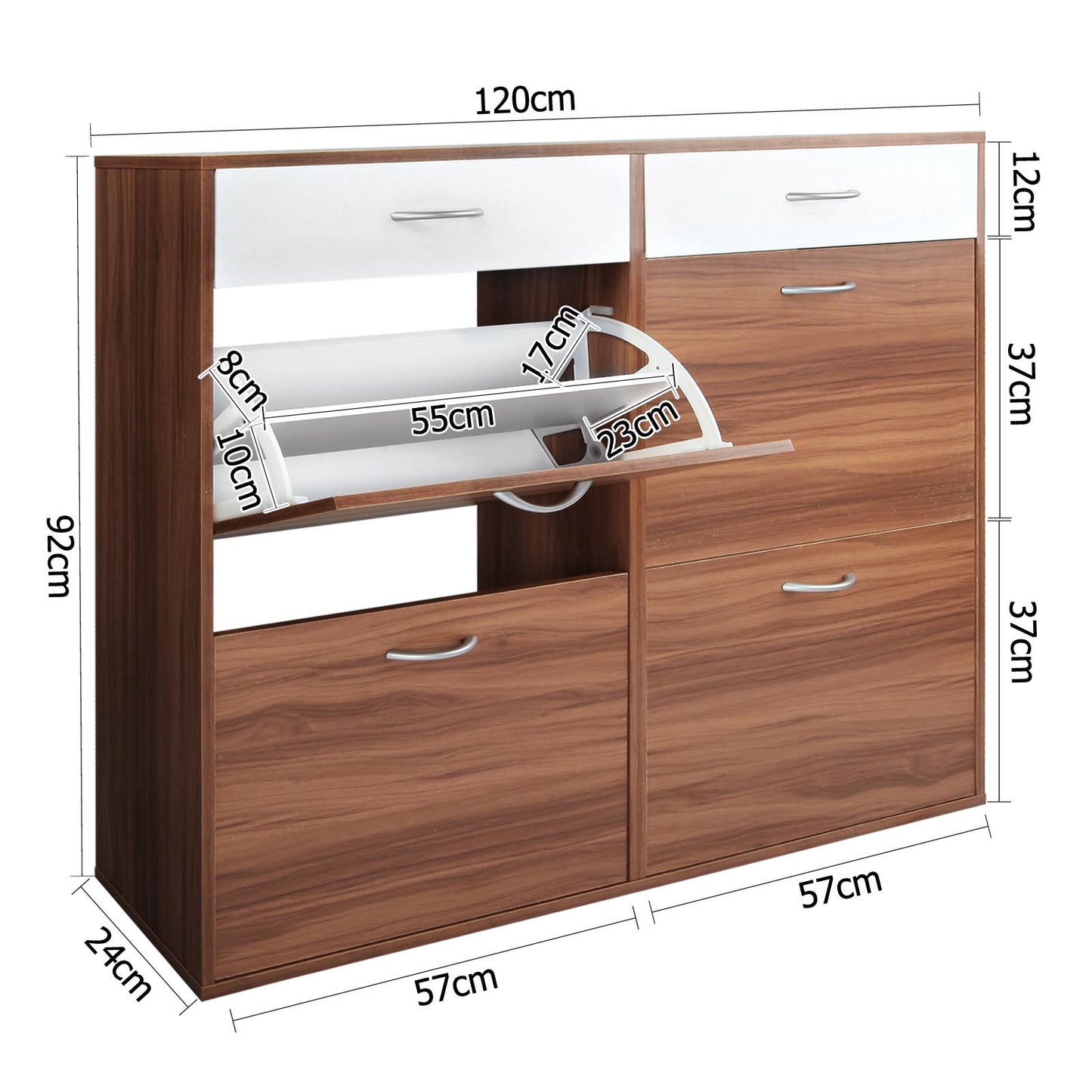 Shoe Cabinet Rack Walnut/ White