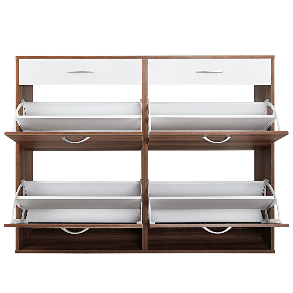 Shoe Cabinet Rack Walnut/ White