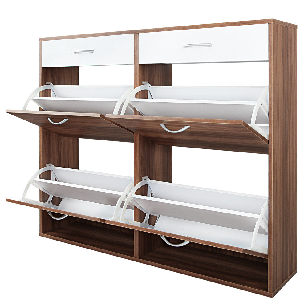 Shoe Cabinet Rack Walnut/ White