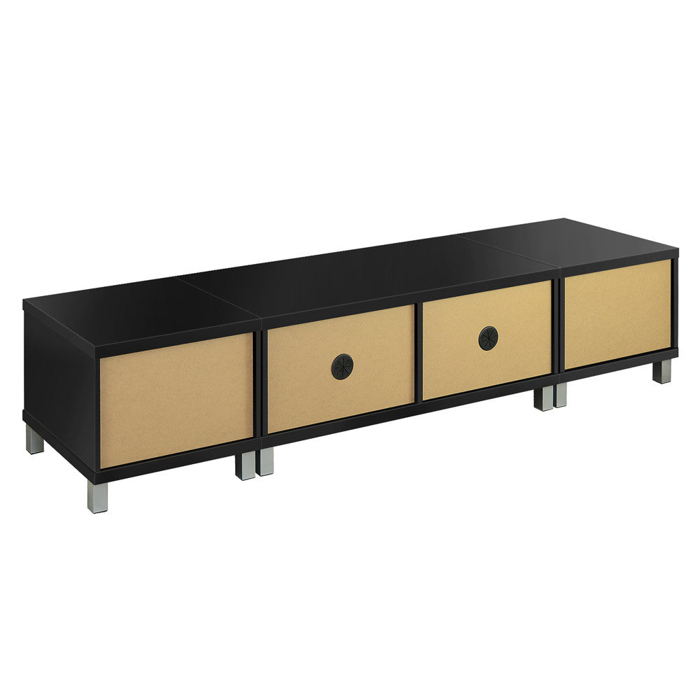 TV Stand Entertainment Unit Lowline Cabinet Drawer Black