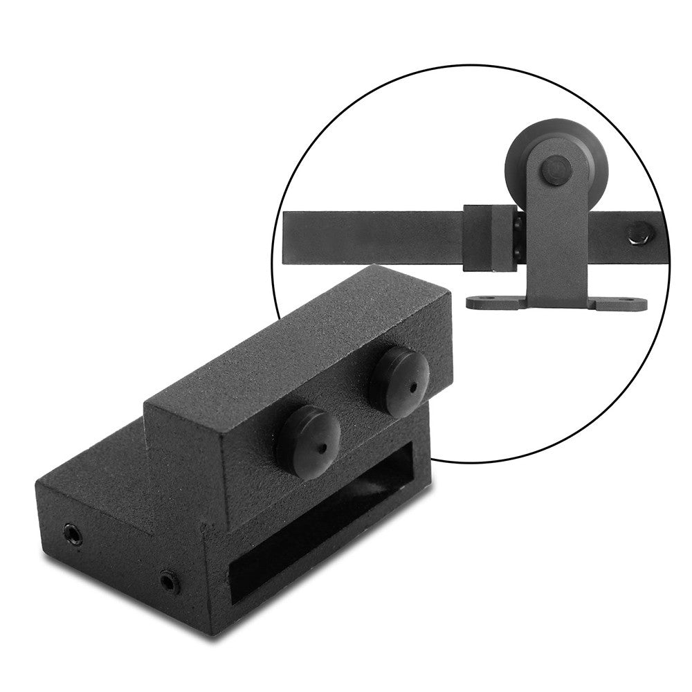 Sliding Barn Door Hardware Track Set Powder Coat Steel Black - 2M