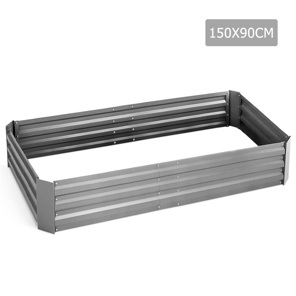 Galvanised Raised Garden Bed - 150 x 90 x 30cm - Aluminium White