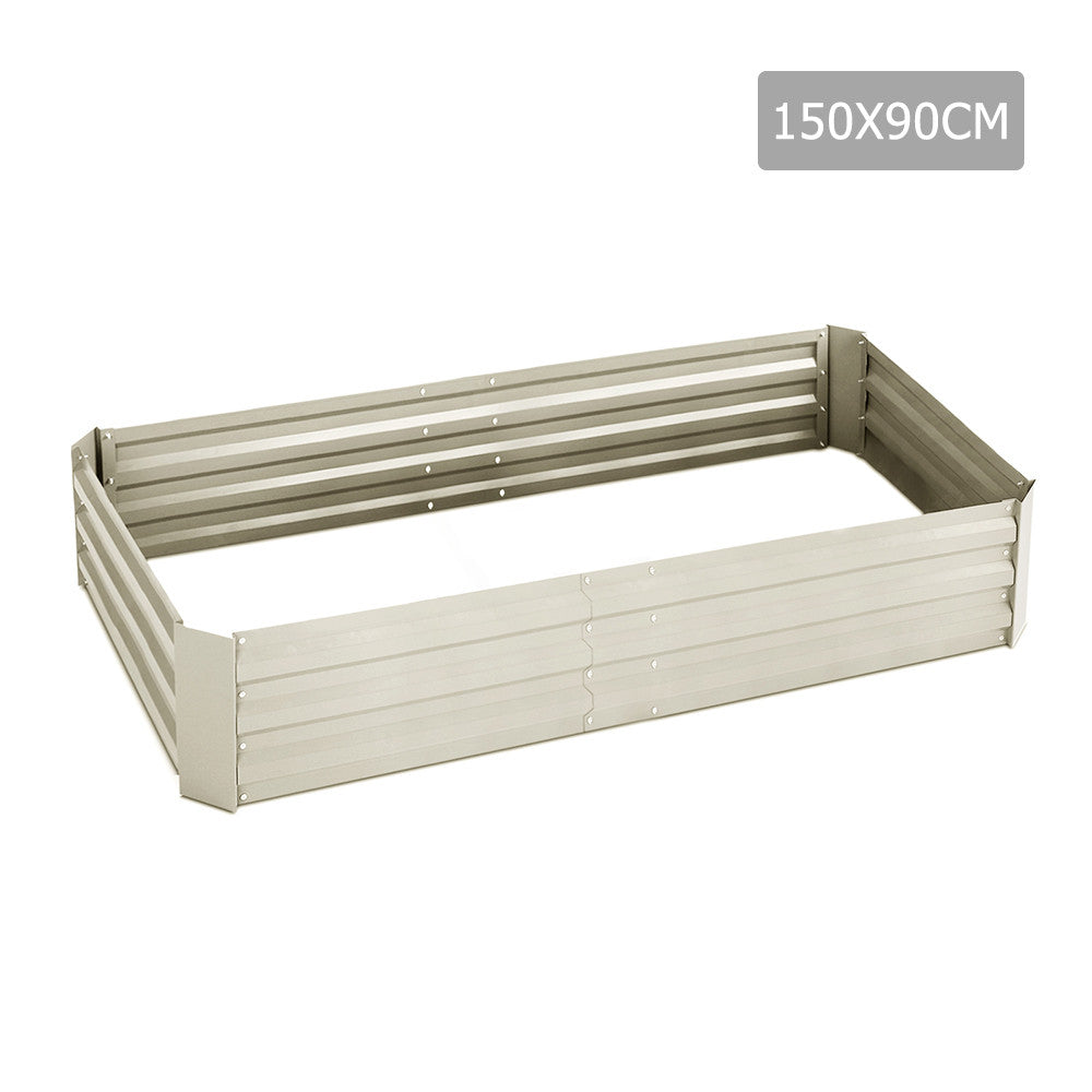 Galvanised Raised Garden Bed - 150 x 90 x 30cm - Cream