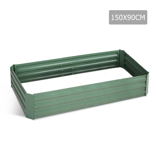 Galvanised Raised Garden Bed - 150 x 90 x 30cm - Green