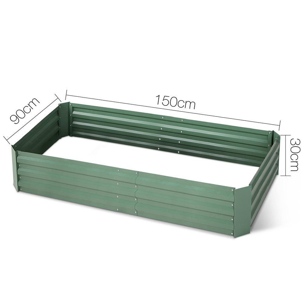 Galvanised Raised Garden Bed - 150 x 90 x 30cm - Green