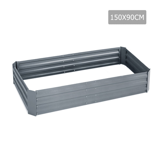 Galvanised Raised Garden Bed - 150 x 90 x 30cm - Grey