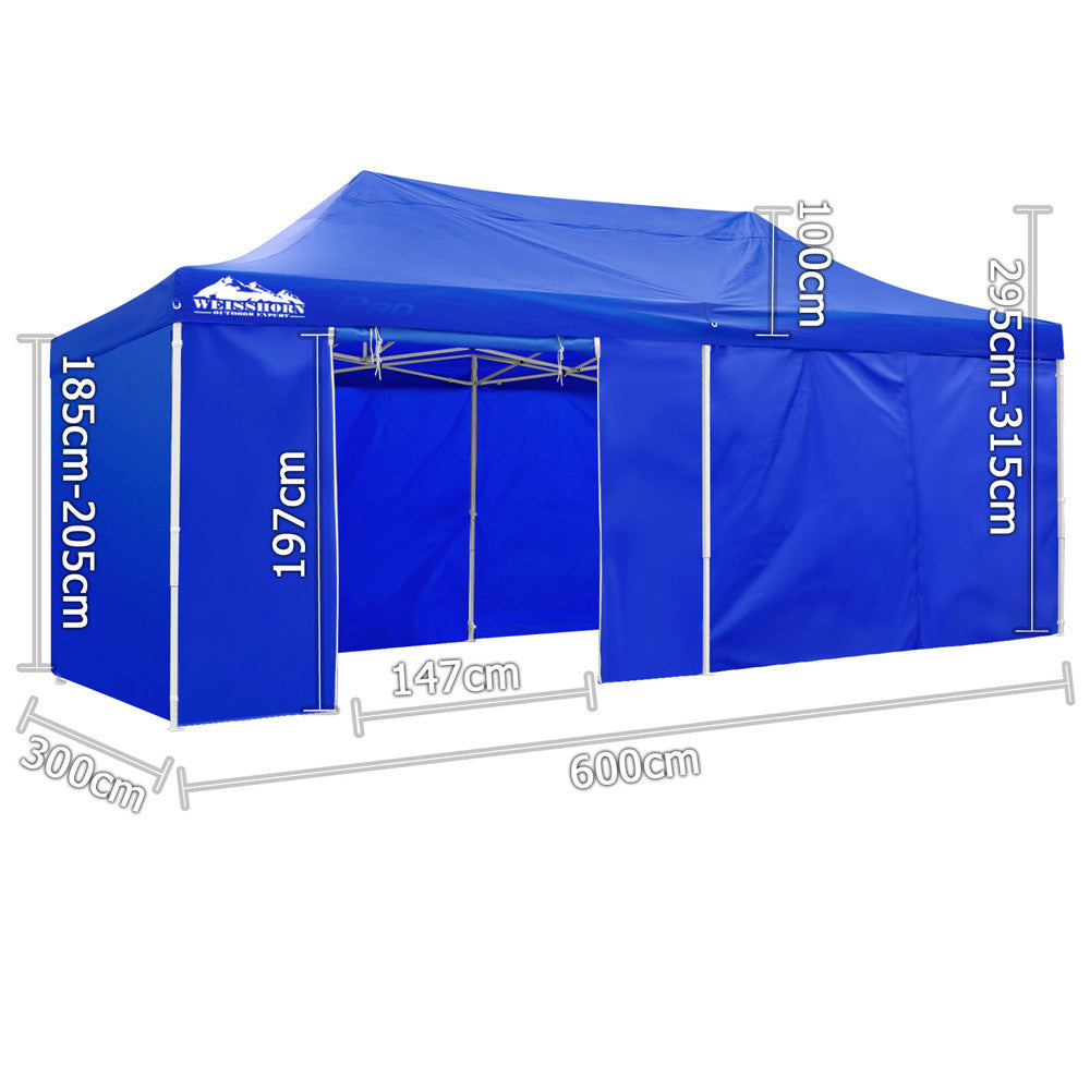 3m x 6m Folding Outdoor Gazebo Marquee Blue