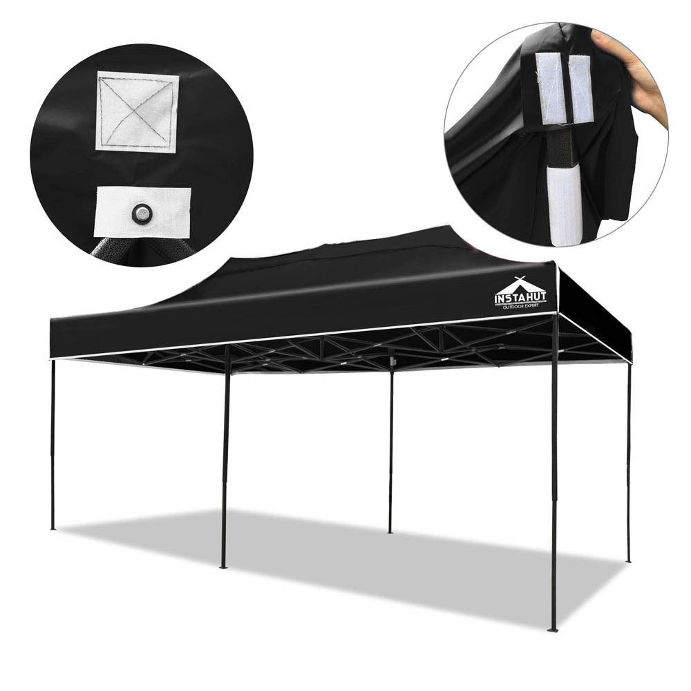 3m x 6m Pop-up Garden Outdoor Gazebo Black