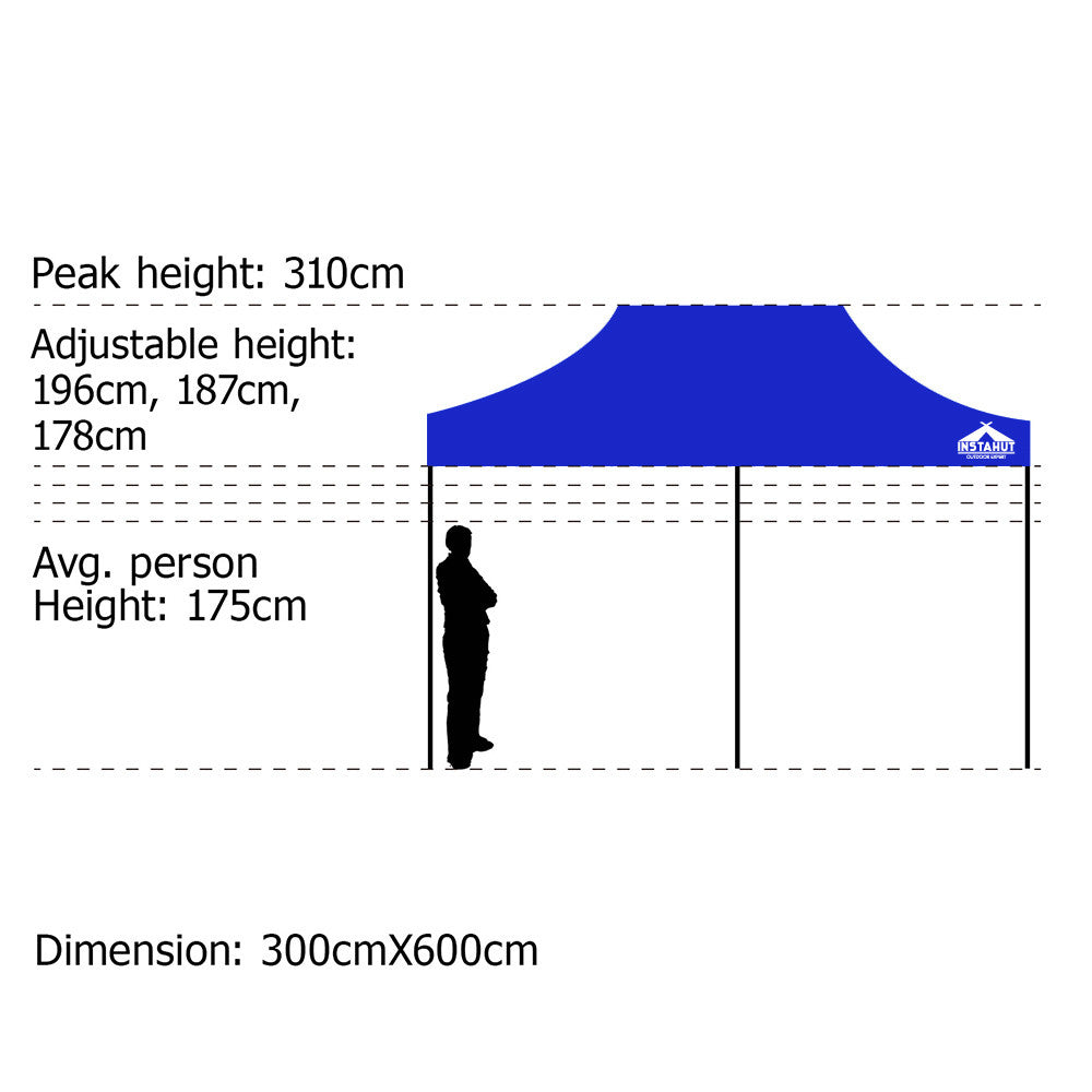 3m x 6m Pop-up Garden Outdoor Gazebo Blue