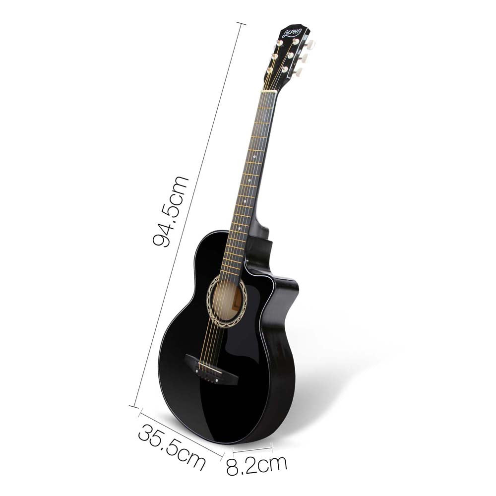 38 Inch Wooden Acoustic Guitar Black