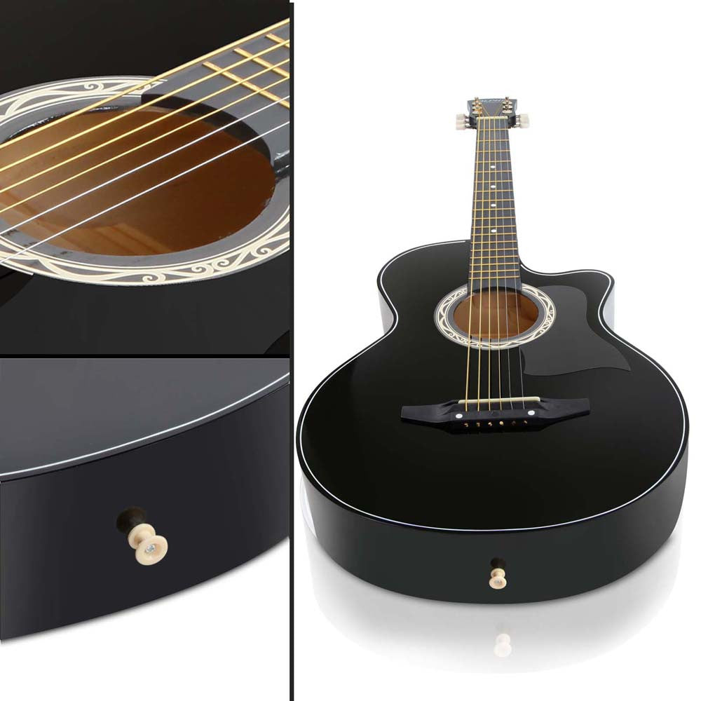 38 Inch Wooden Acoustic Guitar Black