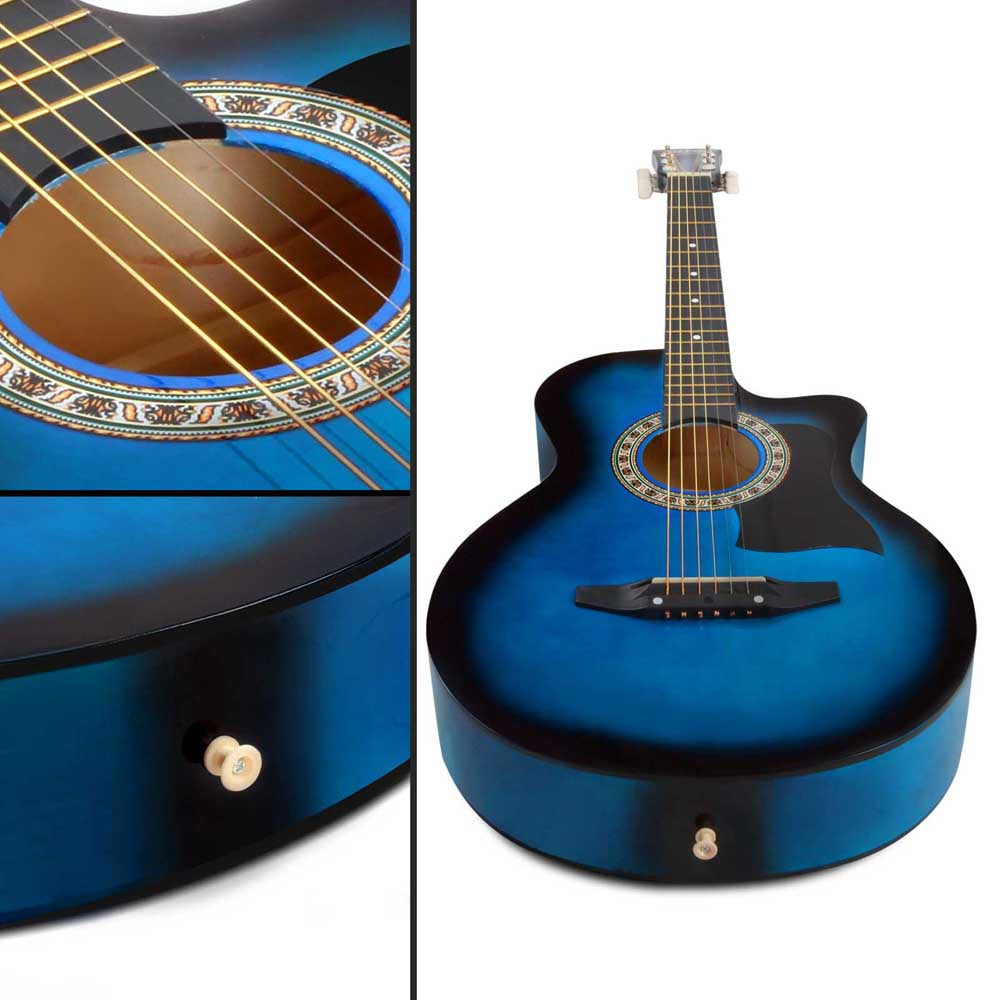 38 Inch Wooden Acoustic Guitar Blue