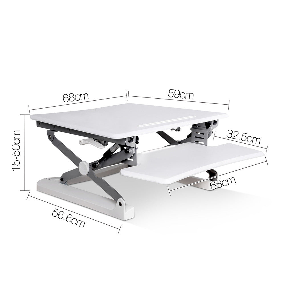 Height Adjustable Standing Desk 68CM - White