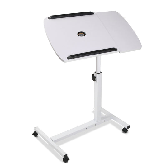 Rotating Mobile Laptop Adjustable Desk w/ USB Cooler White