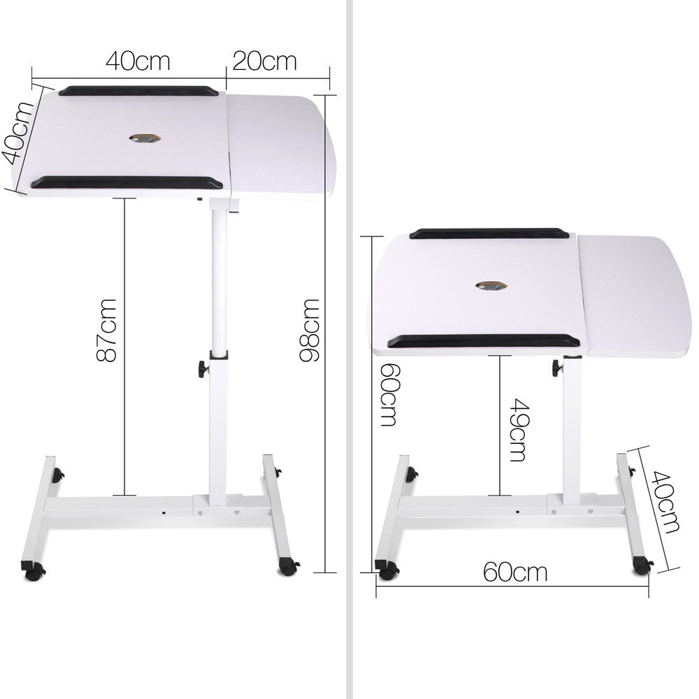 Rotating Mobile Laptop Adjustable Desk w/ USB Cooler White