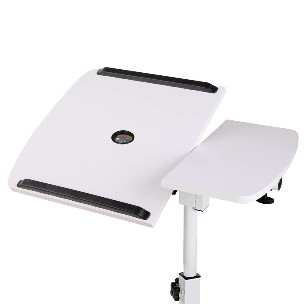 Rotating Mobile Laptop Adjustable Desk w/ USB Cooler White