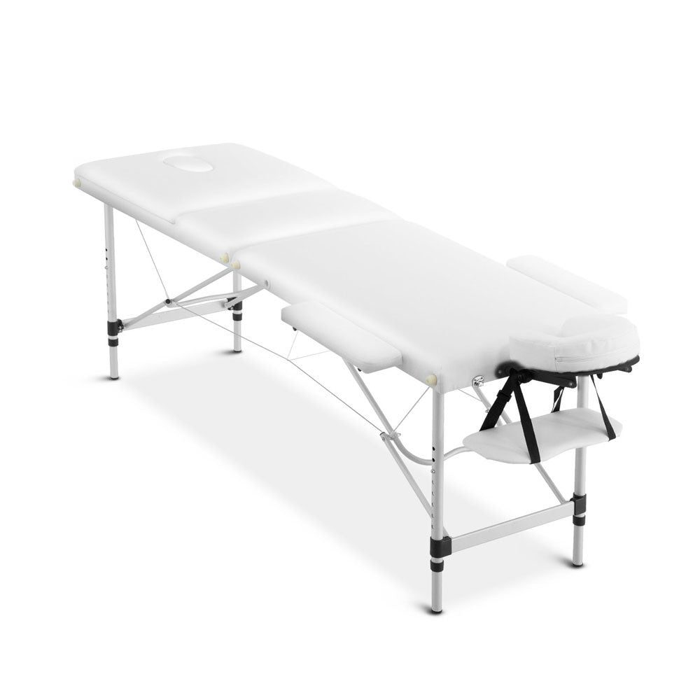 Portable Aluminium 3 Fold Massage Table Chair Bed White 60cm