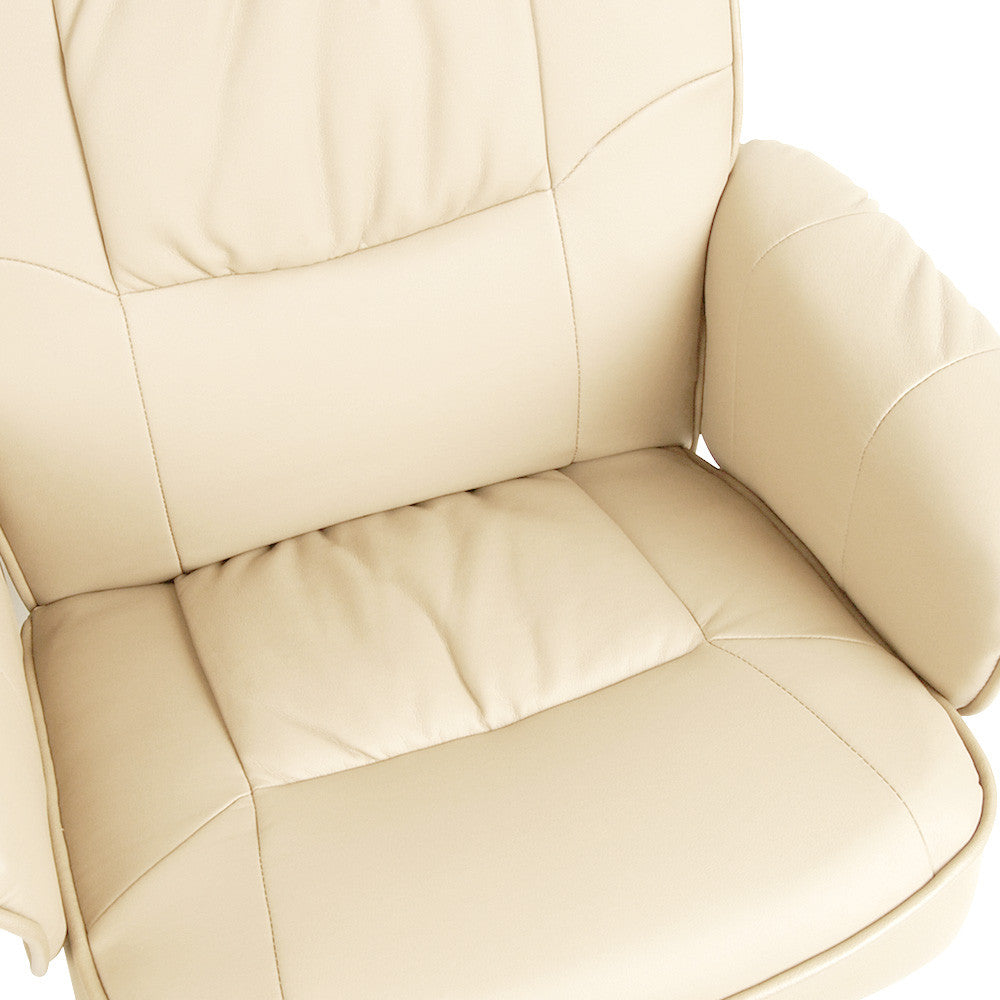 PU Leather Lounge Office Recliner Chair Ottoman Beige