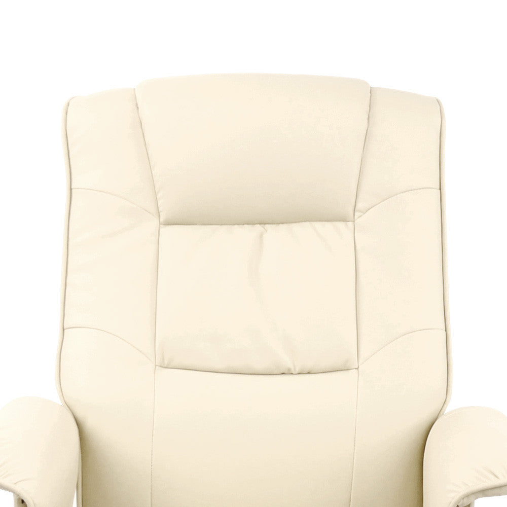 PU Leather Lounge Office Recliner Chair Ottoman Beige