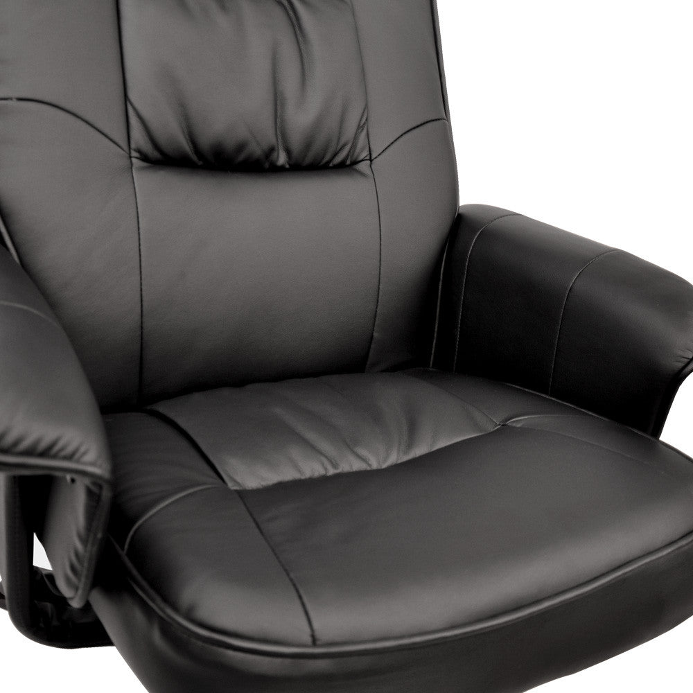 PU Leather Lounge Office Recliner Chair Ottoman Black