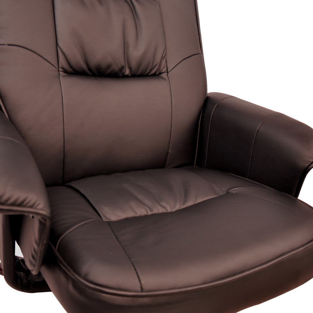 PU Leather Lounge Office Recliner Chair Ottoman Chocolate