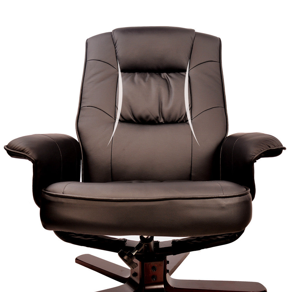 PU Leather Lounge Office Recliner Chair Ottoman Chocolate