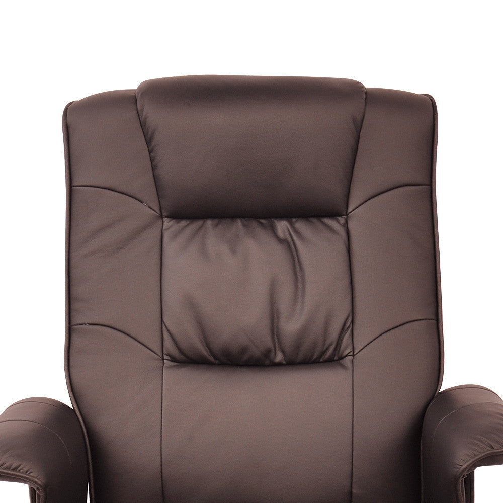 PU Leather Lounge Office Recliner Chair Ottoman Chocolate