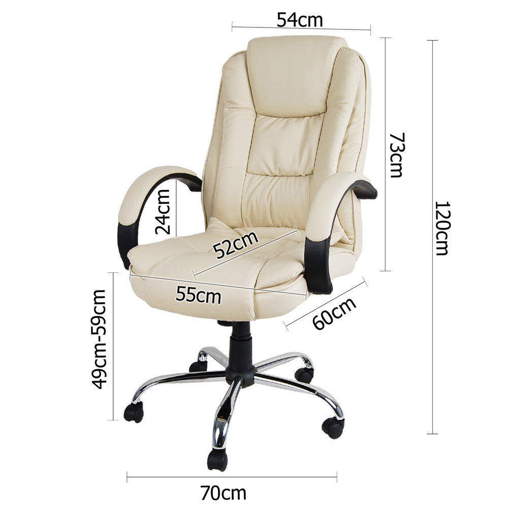 Executive PU Leather Office Computer Chair Beige