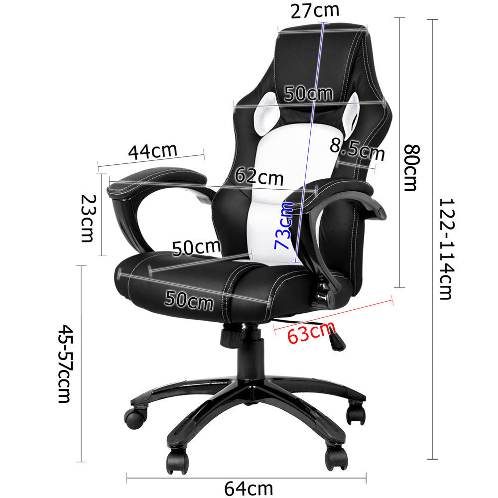 Executive PU Leather Office Computer Chair Black White