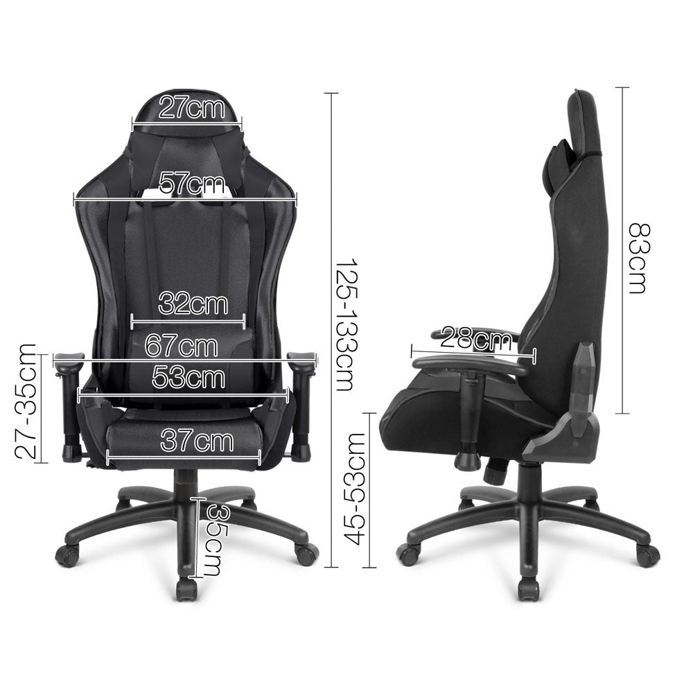 PU Leather & Mesh Reclining Office Desk Gaming Executive Chair - Black