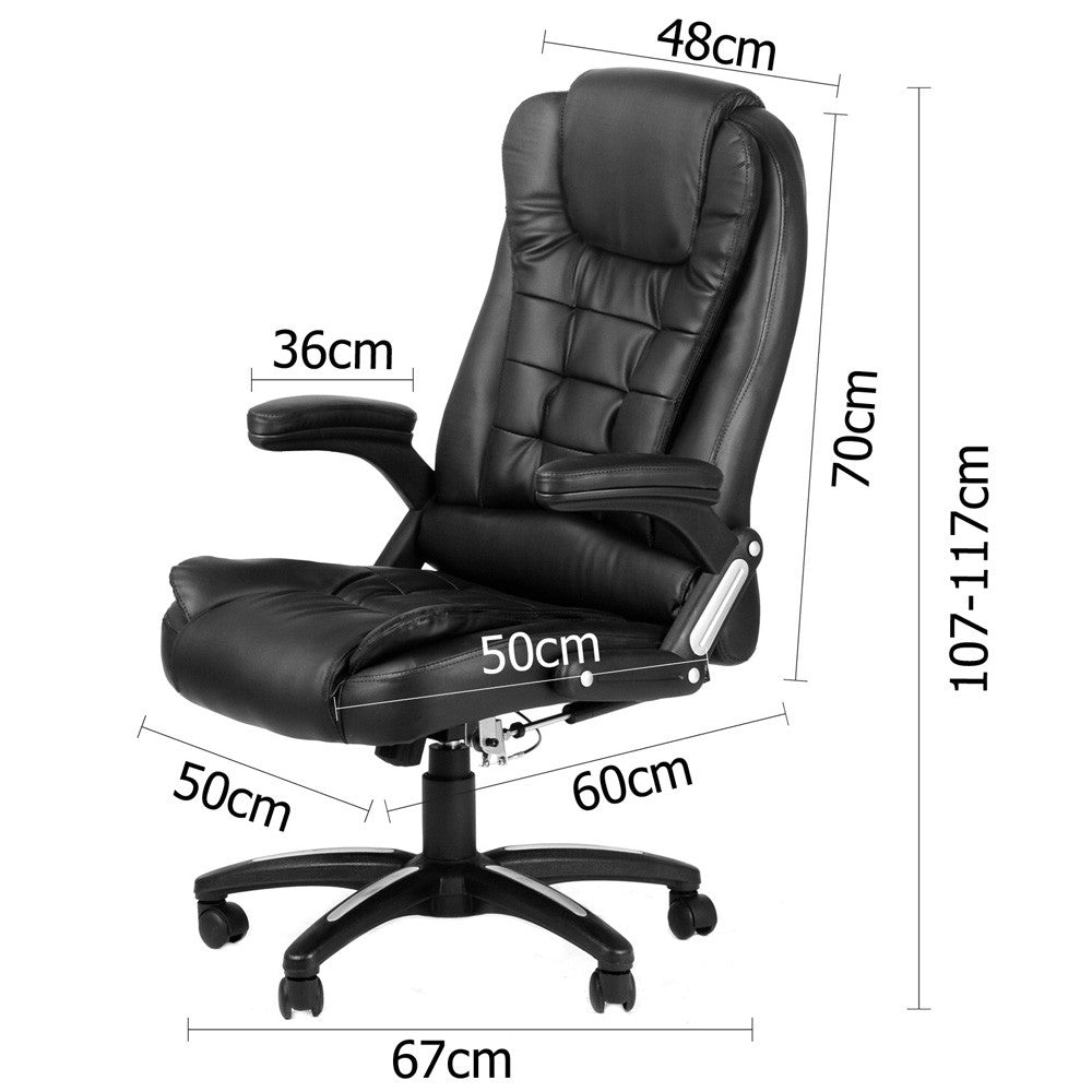 8 Point Massage Executive PU Leather Office Computer Chair Black