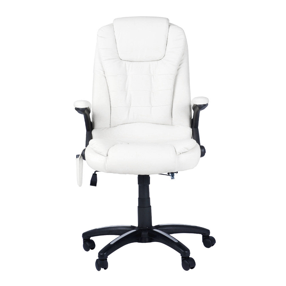 8 Point Massage Executive PU Leather Office Computer Chair White