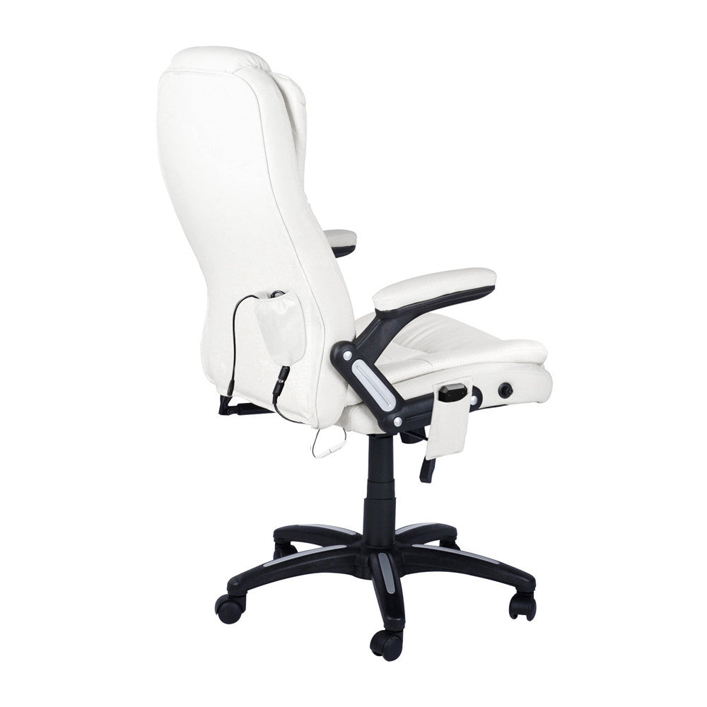 8 Point Massage Executive PU Leather Office Computer Chair White