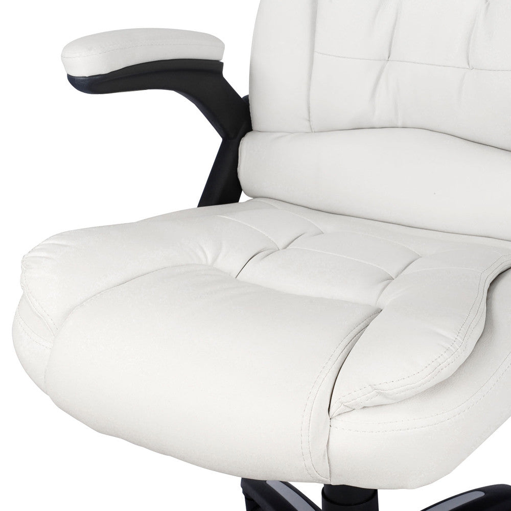 8 Point Massage Executive PU Leather Office Computer Chair White