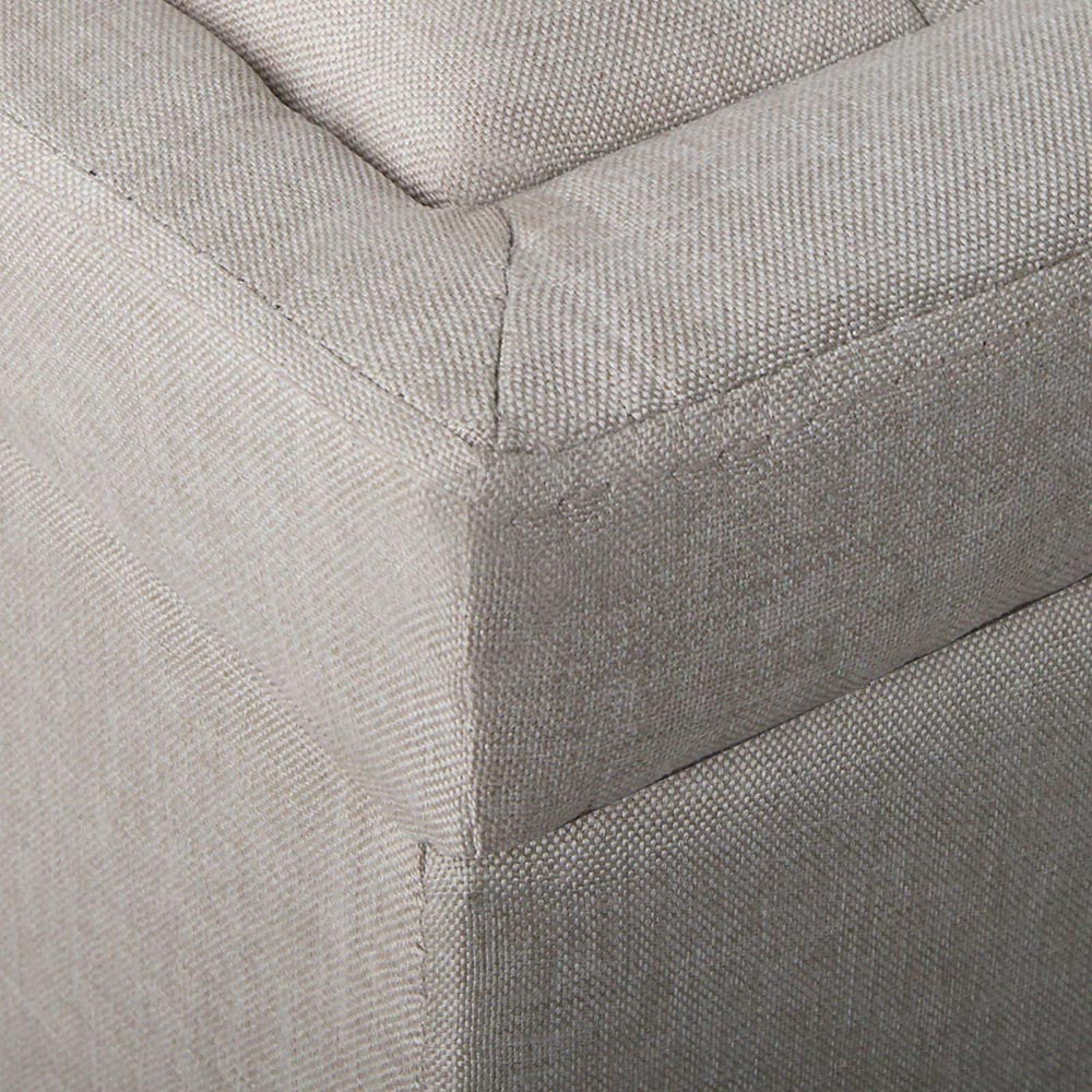 Linen Fabric Storage Ottoman with Studs – Taupe