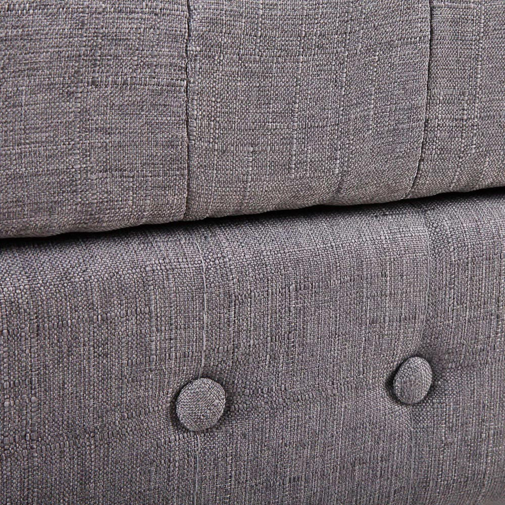 Linen Fabric Storage Ottoman - Grey