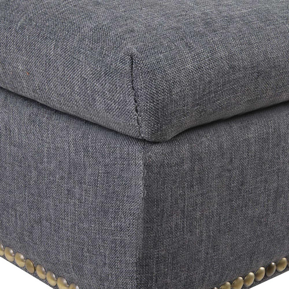 Linen Fabric Storage Ottoman – Grey