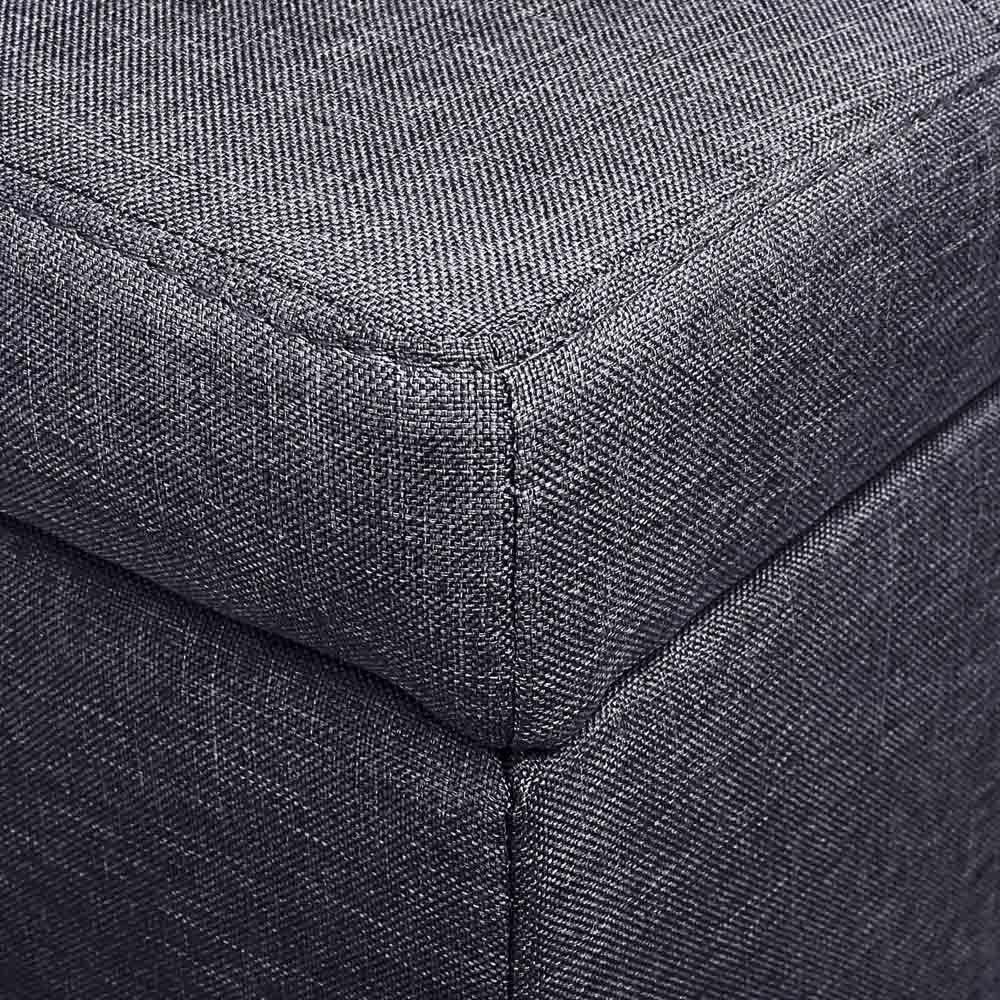 Faux Linen Ottoman Storage Foot Stool Large Grey