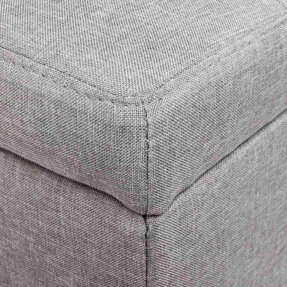 Faux Linen Ottoman Storage Foot Stool Large Light Grey