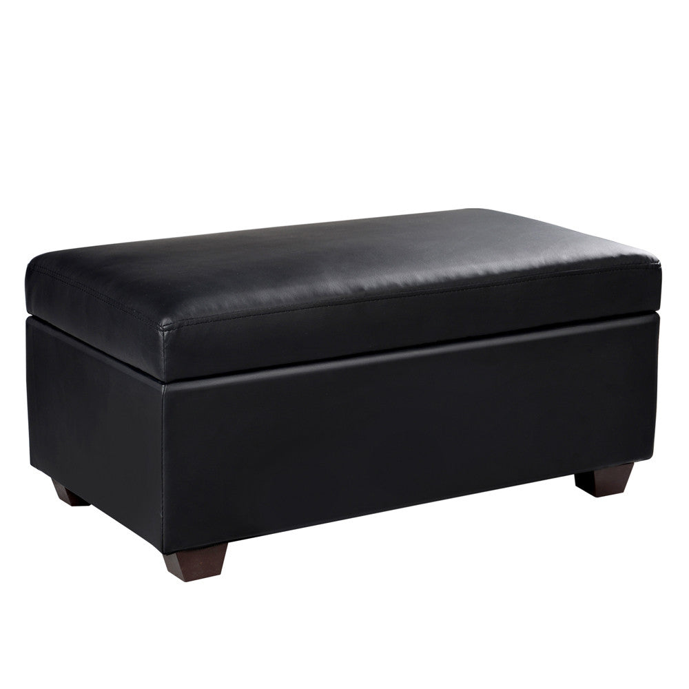 Faux Leather Storage Ottoman Large Black