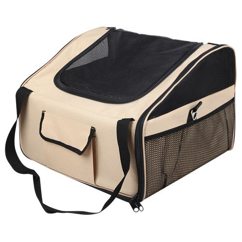 Pet Dog Cat Car Seat Carrier Travel Bag Large Beige