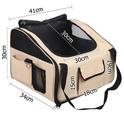 Pet Dog Cat Car Seat Carrier Travel Bag Large Beige