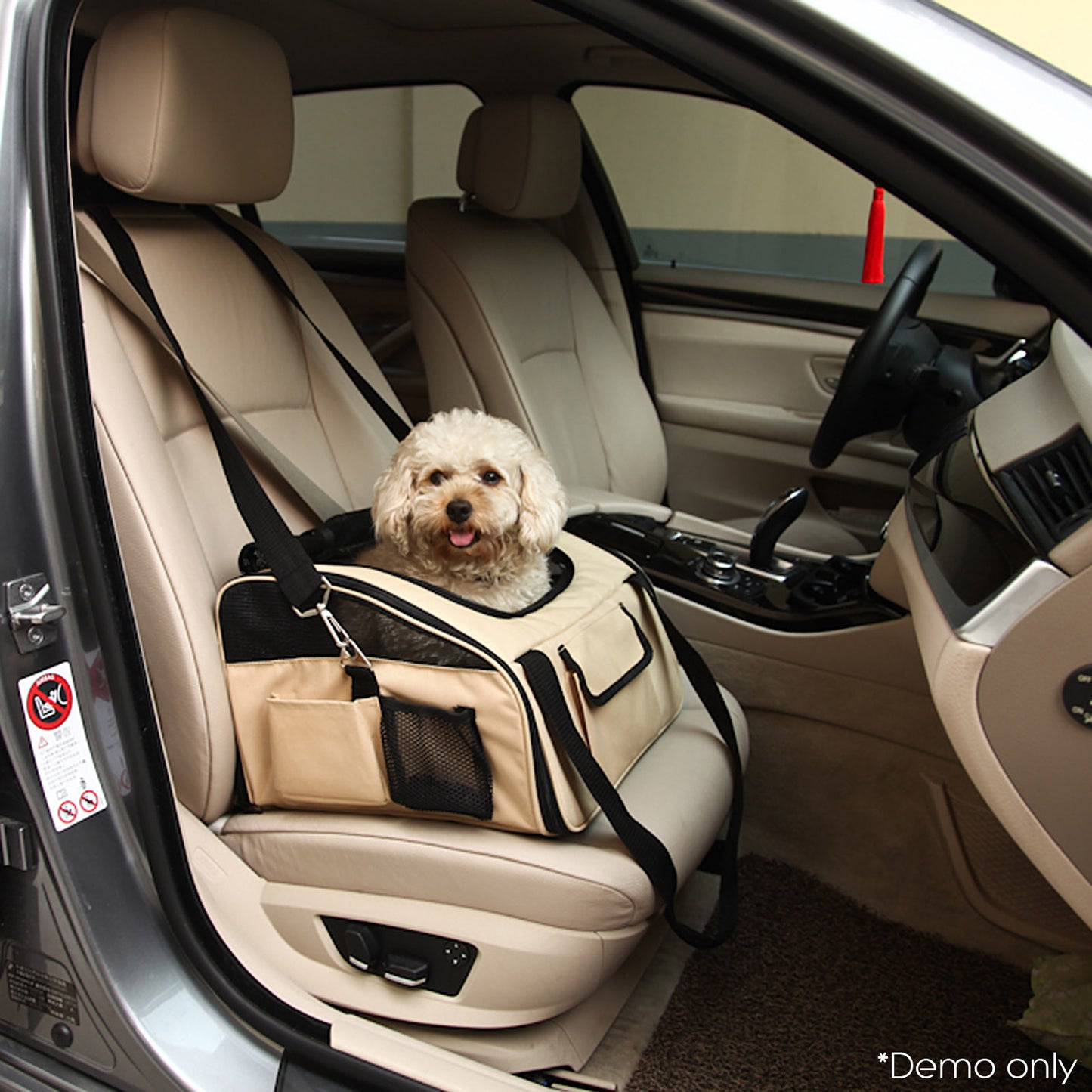 Pet Dog Cat Car Seat Carrier Travel Bag Large Beige